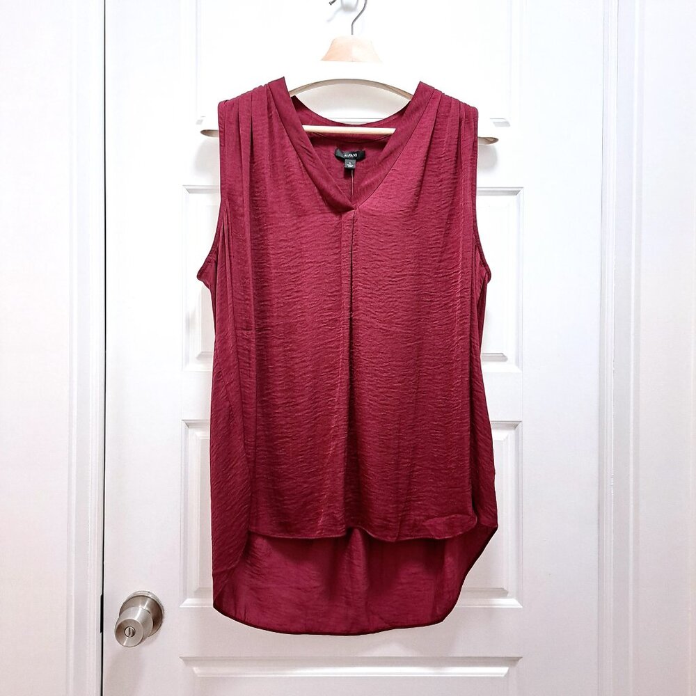 Alfani Satin V-Neck Tank Top Malbec Size XL